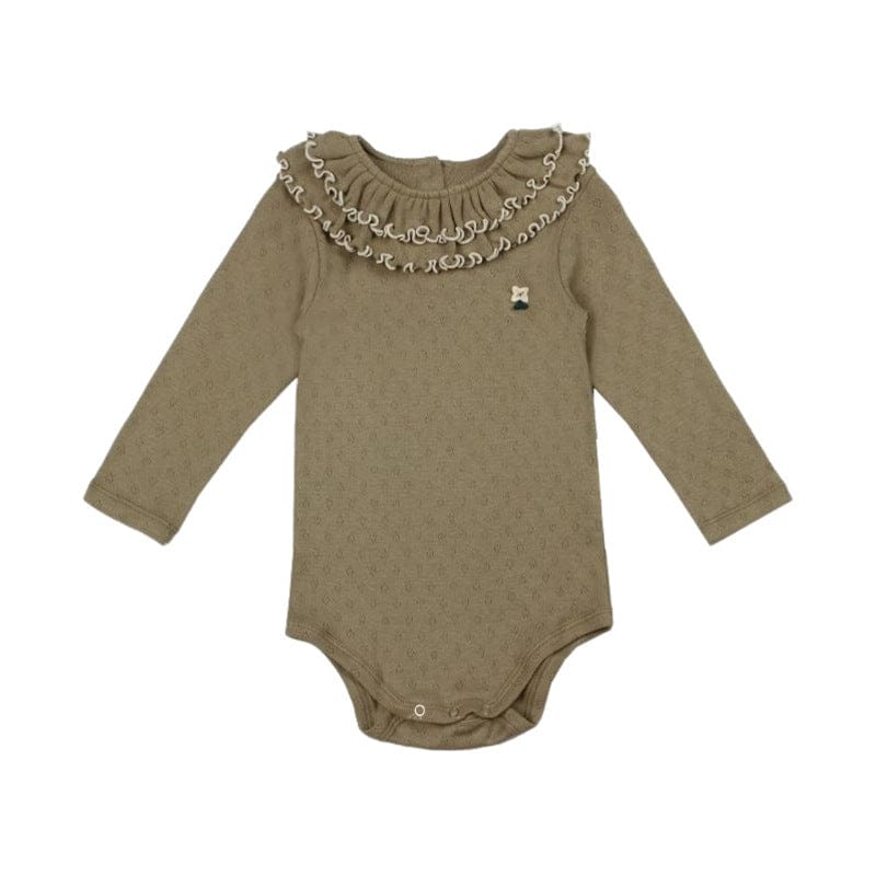 長袖ロンパース Yellow Green / 66cm メロウフリルラッフル襟長袖ロンパース【mh0010728】