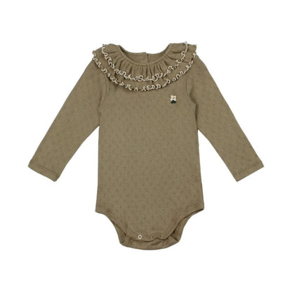 長袖ロンパース Yellow Green / 66cm メロウフリルラッフル襟長袖ロンパース【mh0010728】