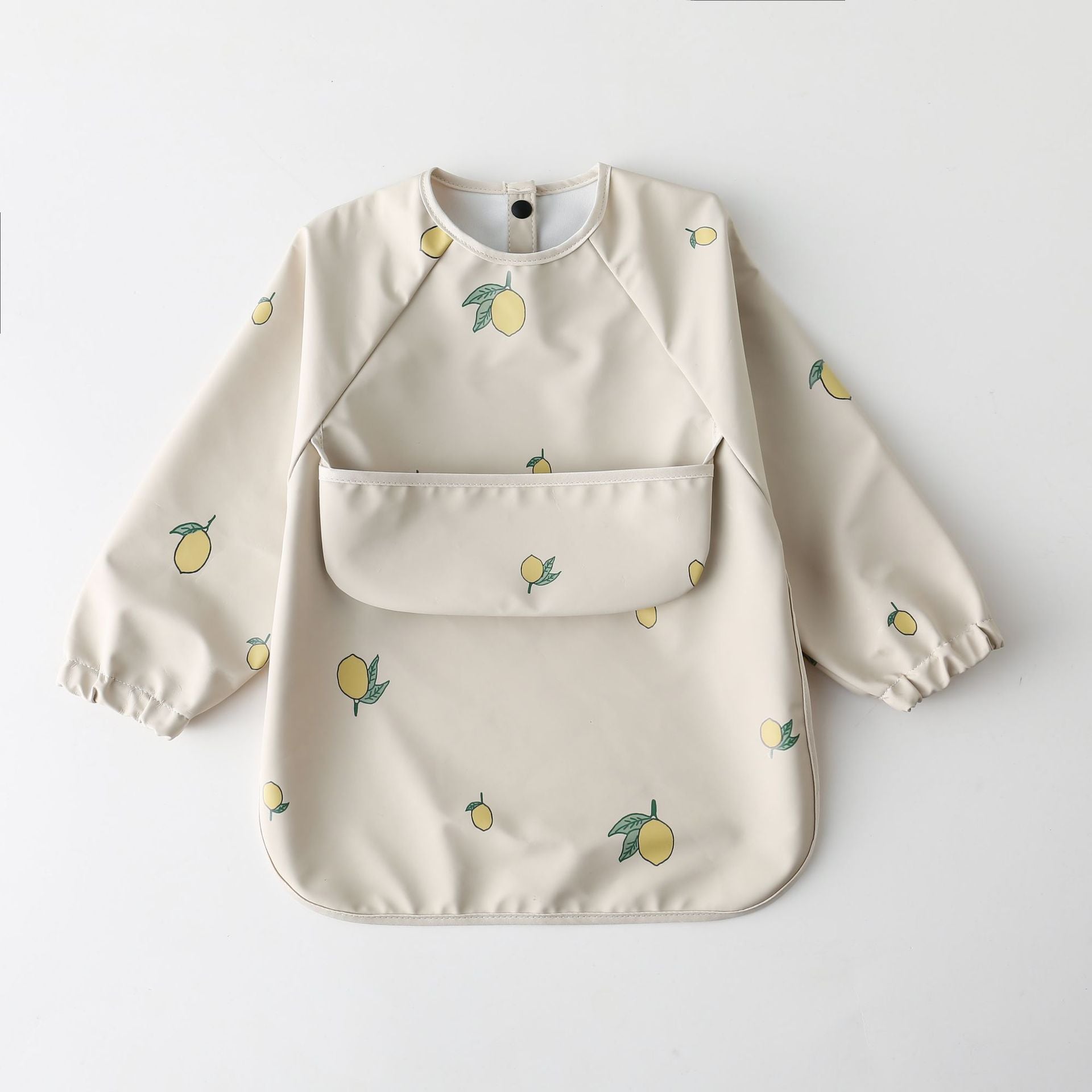 よだれかけ yellow lemon / S Long Sleeve PU Waterproof Bib 長袖 PU 防水 お食事エプロン【mh0012236】