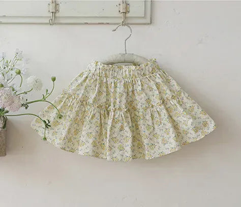 スカート yellow skirt / 2T (90) キッズトップス/スカート 長袖フリルブラウス フリルスカート フラワー花柄プリント