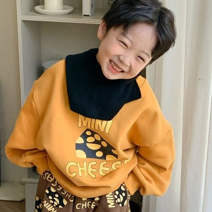トレーナー・フーディ yellow sweater / 80cm / 取り寄せ（7〜21日） キッズ チーズ プリント 長袖 スウェット トレーナー スカート パンツ リンク 兄弟 姉妹 お揃い コーデ