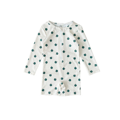 ベビー用水着 zip-up swimsuit apple / 80 ガールズ水着 長袖つなぎスイムウェア ラッシュガード【mh0009323】