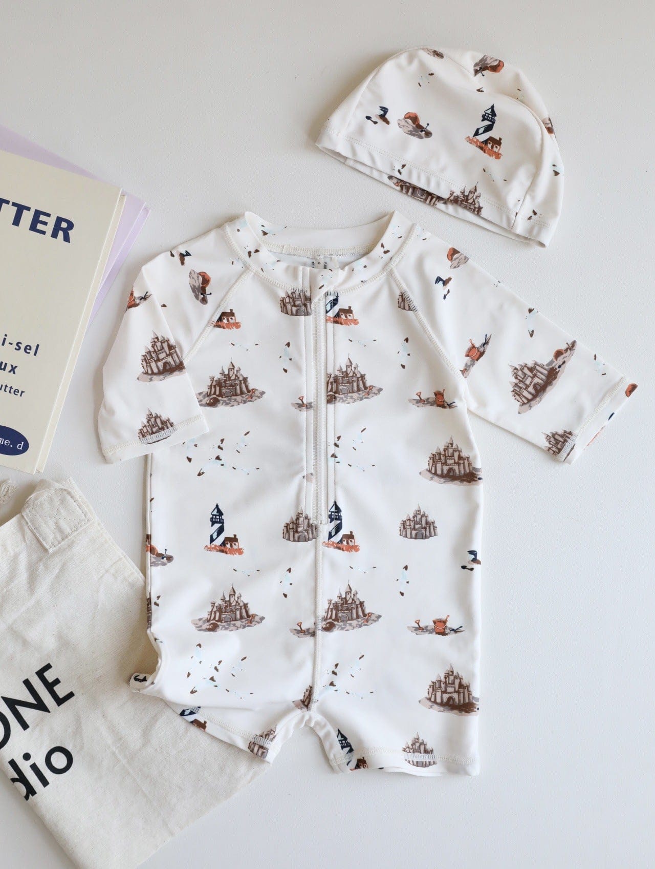 ベビー用水着 zip-up swimsuit beach / 80 ボーイズ水着 半袖つなぎスイムウェア ラッシュガード【mh0009354】