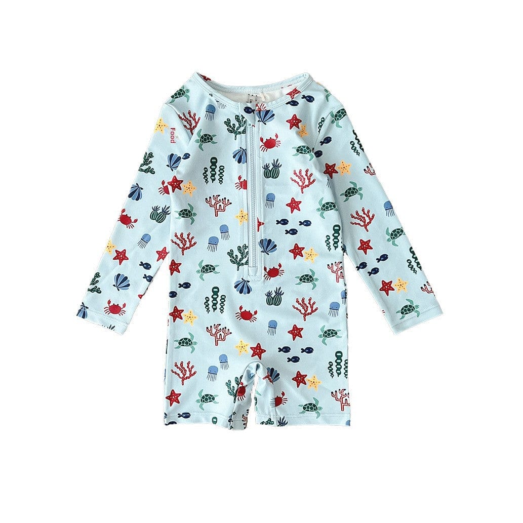 ベビー用水着 zip-up swimsuit ocean / 80 ガールズ水着 長袖つなぎスイムウェア ラッシュガード【mh0009323】