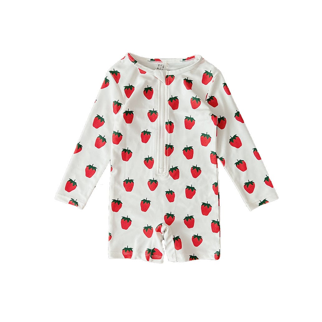 ベビー用水着 zip-up swimsuit strawberry / 80 ガールズ水着 長袖つなぎスイムウェア ラッシュガード【mh0009323】