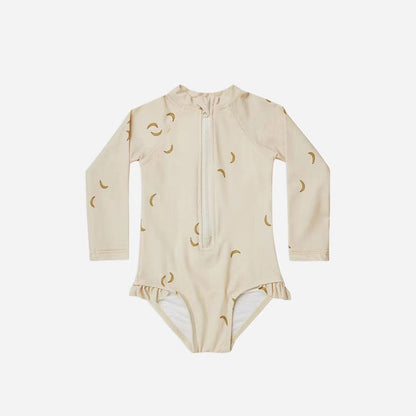 ベビー用水着 zipper swimsuit beige banana / 80 ガールズ水着 長袖ワンピーススイムウェア ラッシュガード【mh0009370】