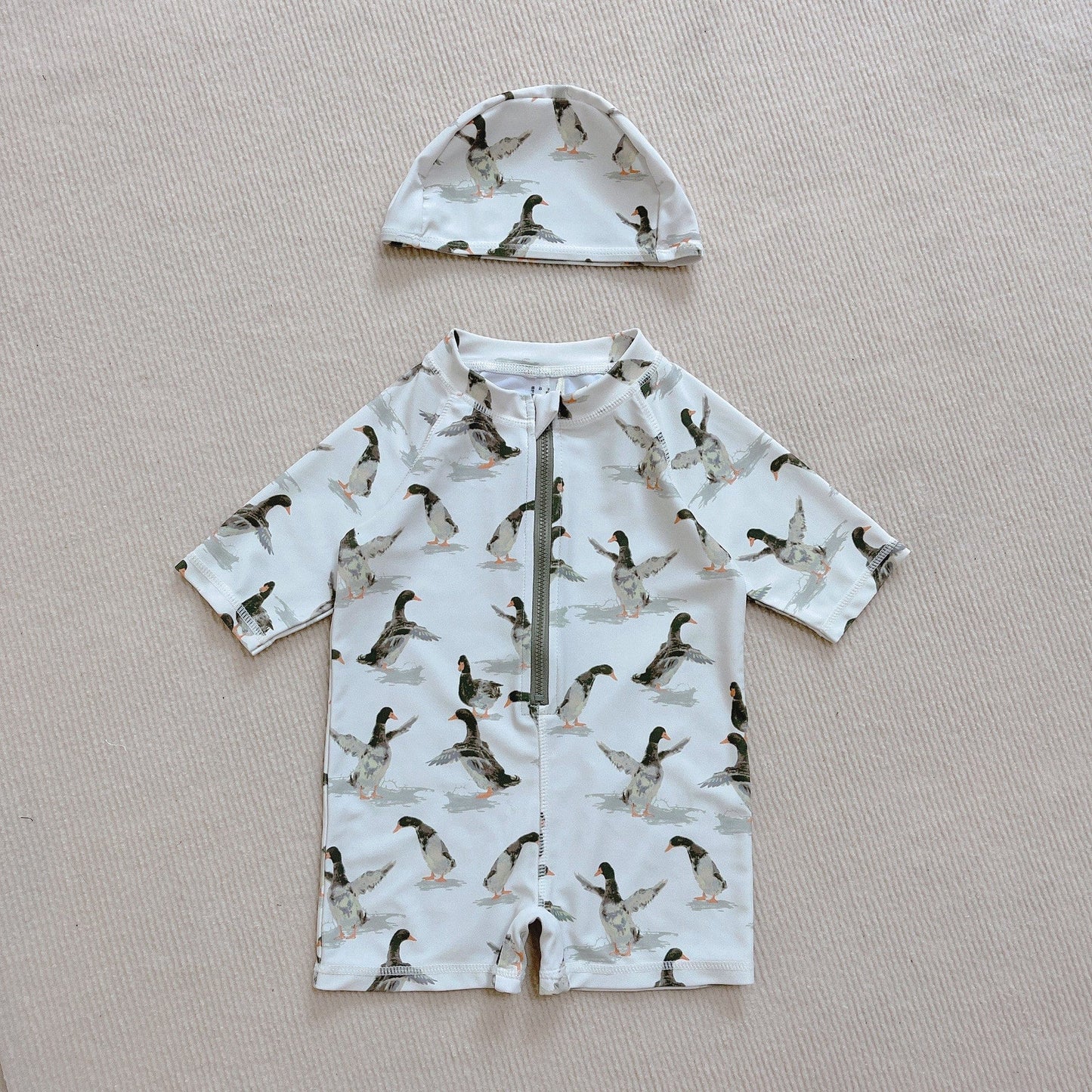 ベビー用水着 Zipper swimsuit duck duck / 80 ボーイズ水着 7分丈つなぎスイムウェア ラッシュガード【mh0009303】
