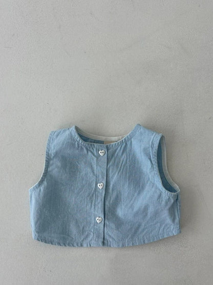 デニムノースリーブシャツ+ショートパンツセットアップ 2点セット【mh0010412】