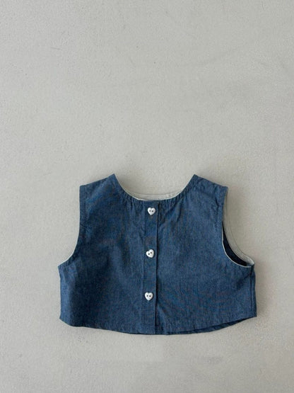 デニムノースリーブシャツ+ショートパンツセットアップ 2点セット【mh0010412】