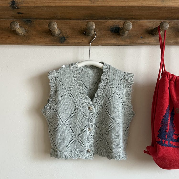 Gray / 90cm ニットVネック前開きベスト【mh0011027】