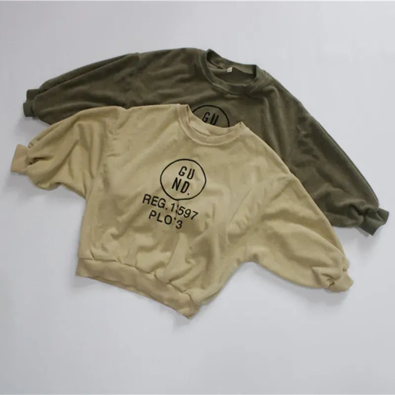 長袖Tシャツ キッズ レターロゴ ルーズ スウェット トレーナー
