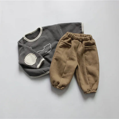 長袖Tシャツ キッズスウェットシャツ 裏起毛 ねこ 猫プリント パッチワーク スウェットトップス 2カラー ユニセックス 男の子 女の子 子供服