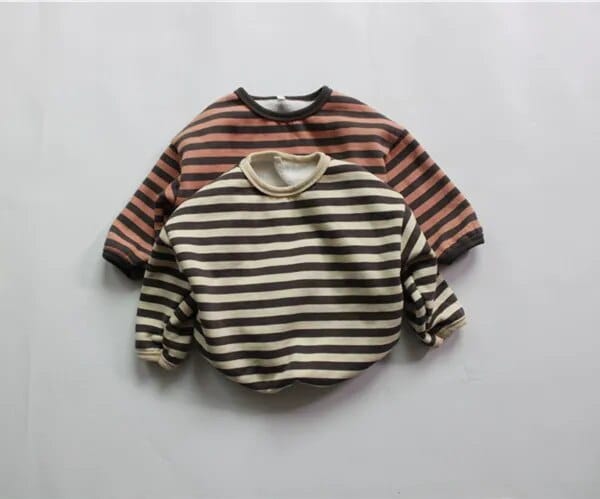 長袖Tシャツ キッズスウェットシャツ ボーダー 裏起毛 スウェットトップス オレンジ ベージュ 2カラー ボーイズ 男の子 子供服