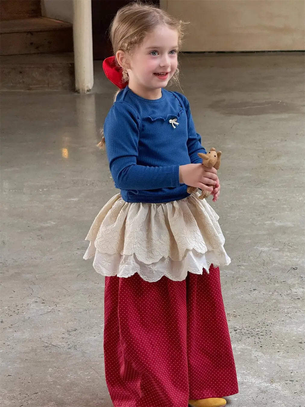 長袖Tシャツ キッズトップス2点セット 長袖リブTシャツ+キャミソールトップス【mh0008894】