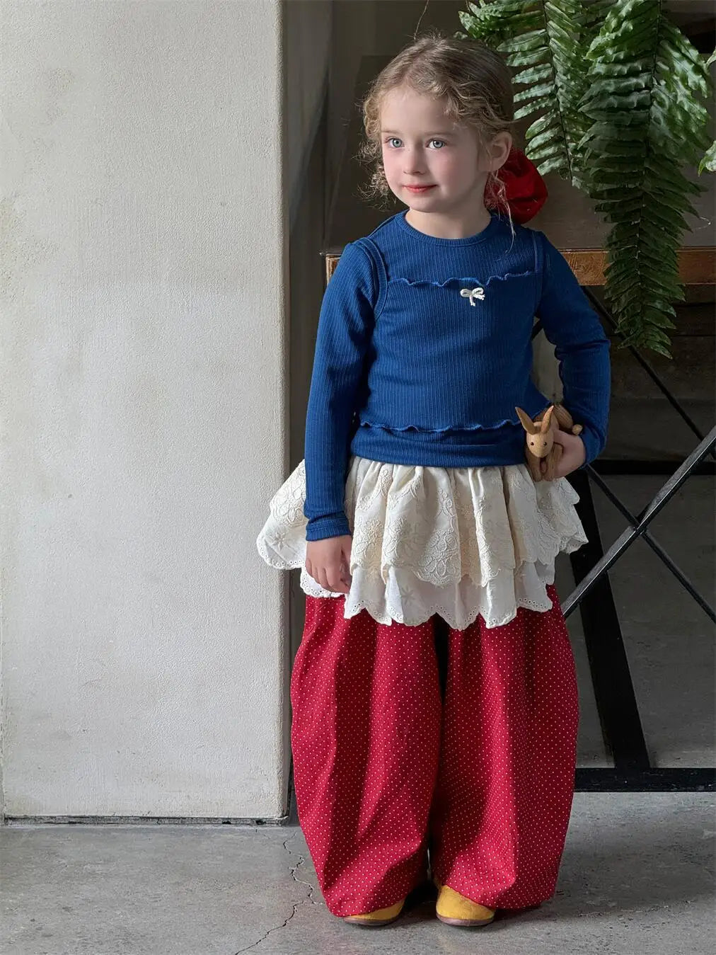 長袖Tシャツ キッズトップス2点セット 長袖リブTシャツ+キャミソールトップス【mh0008894】