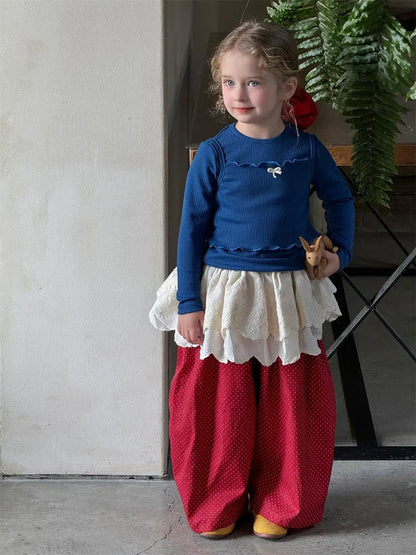 長袖Tシャツ キッズトップス2点セット 長袖リブTシャツ+キャミソールトップス【mh0008894】