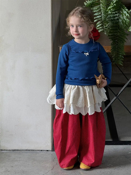 長袖Tシャツ キッズトップス2点セット 長袖リブTシャツ+キャミソールトップス【mh0008894】