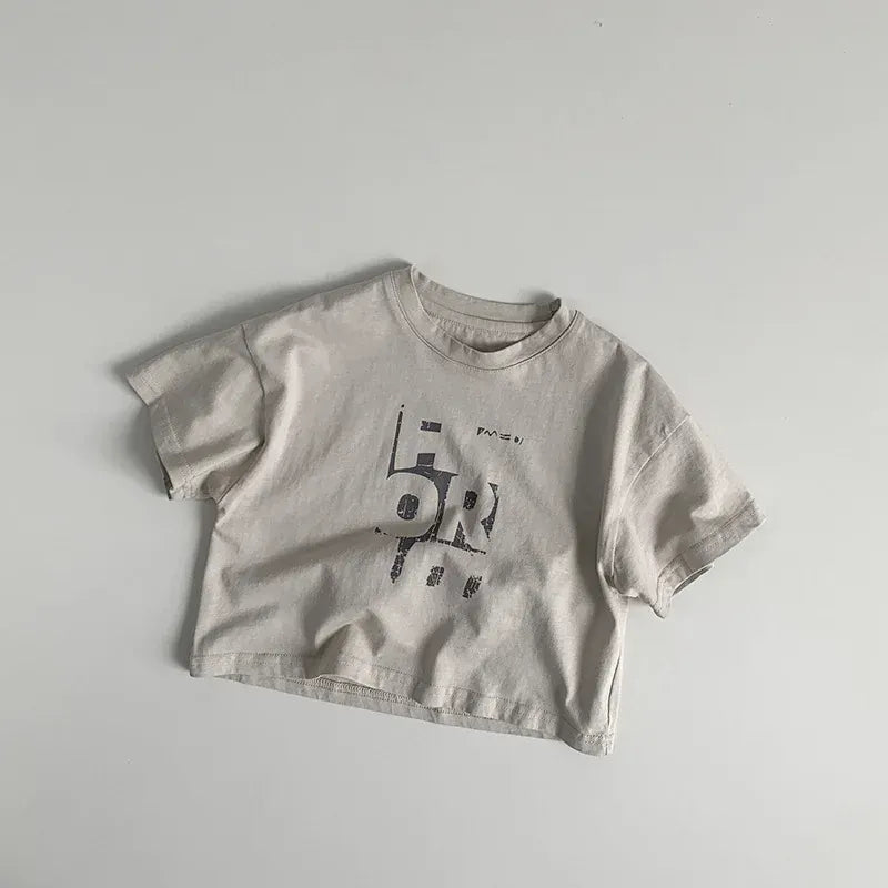 半袖Tシャツ apricot / 12M  80cm キッズトップス 半袖Tシャツ ブロックレターロゴプリント 2カラー