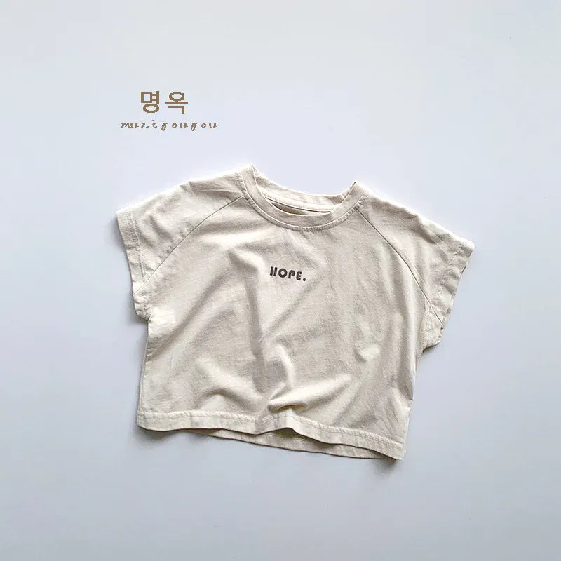 半袖Tシャツ apricot / 12M  80cm キッズトップス 半袖Tシャツ レターロゴ ラグランスリーブ ルーズ 3カラー