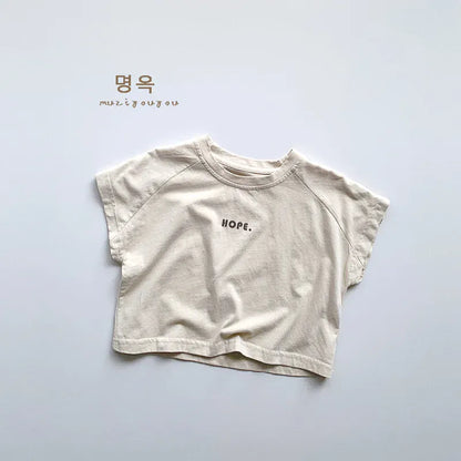 半袖Tシャツ apricot / 12M  80cm キッズトップス 半袖Tシャツ レターロゴ ラグランスリーブ ルーズ 3カラー