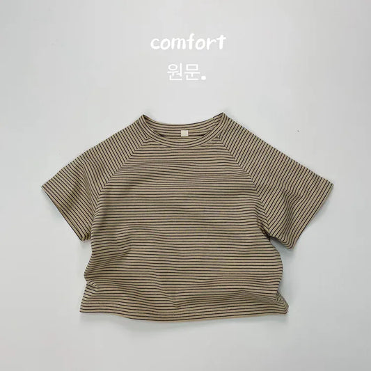 半袖Tシャツ apricot / 12M  80cm キッズトップス 半袖Tシャツ ラグラン袖 ボーダー 5カラー