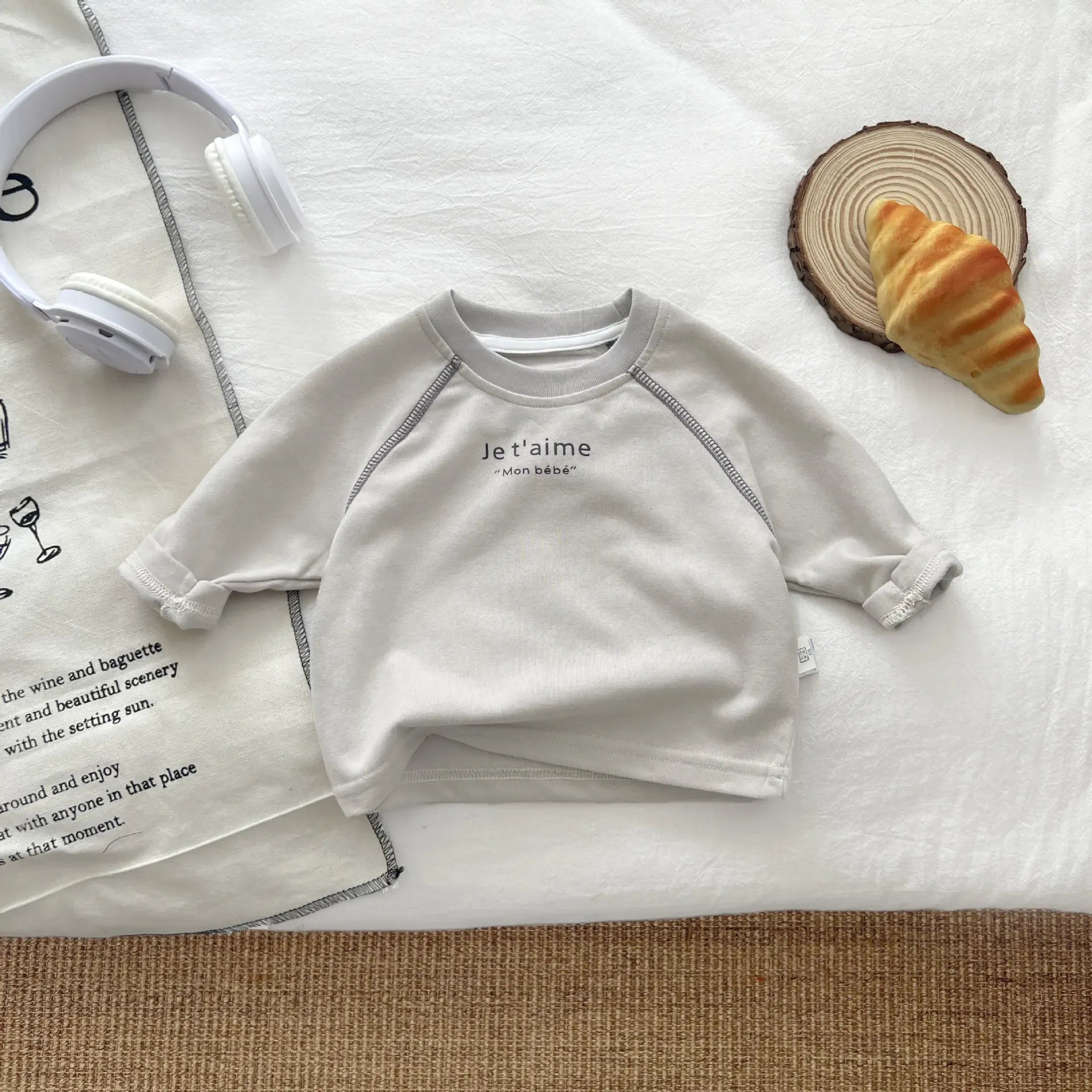 長袖Tシャツ Apricot / 6M  66CM ベビートップス レターロゴプリント長袖Tシャツ【mh0008693】