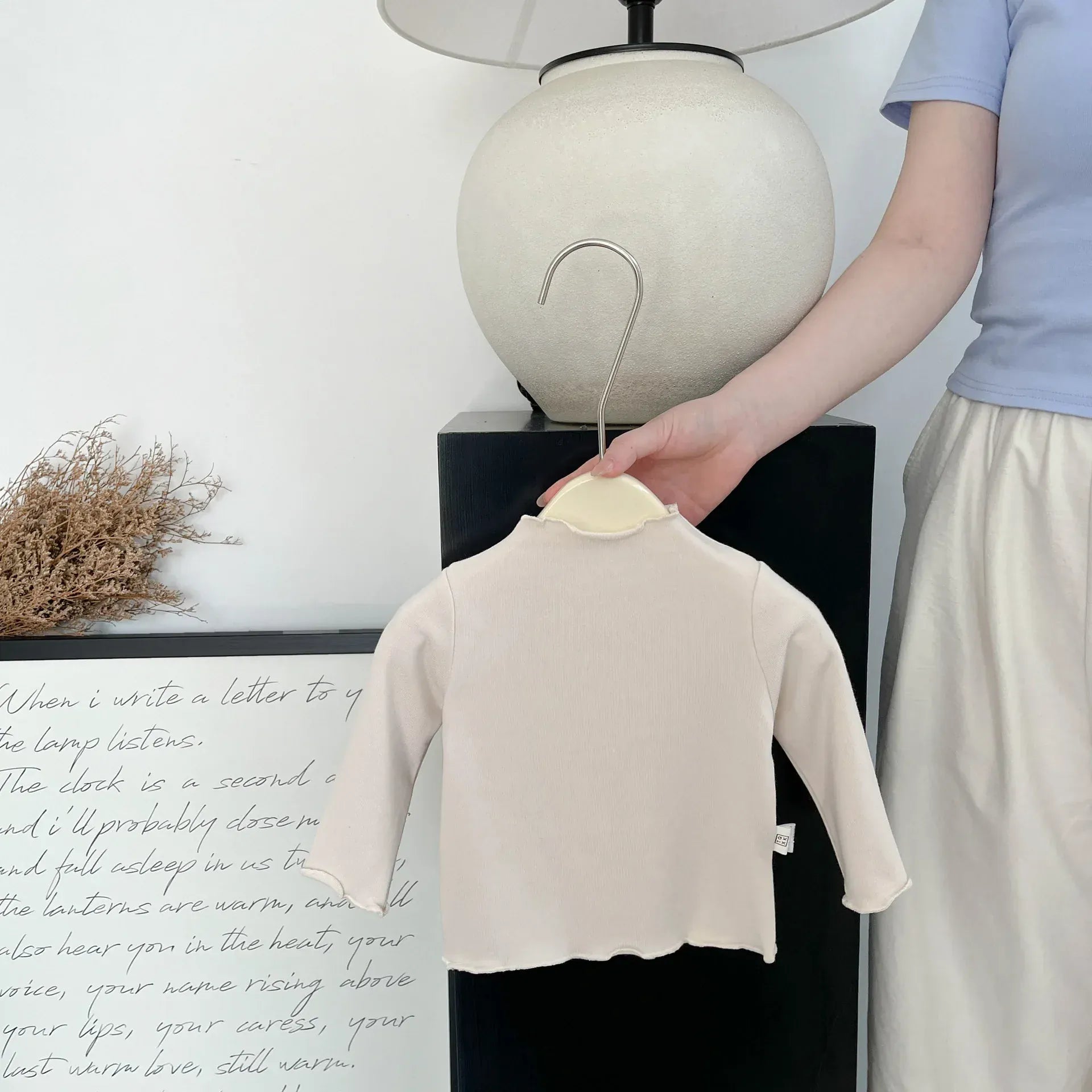 長袖Tシャツ Apricot / 6M  66CM ベビートップス フリルハイネックシンプルベーシック長袖Tシャツ【mh0008703】