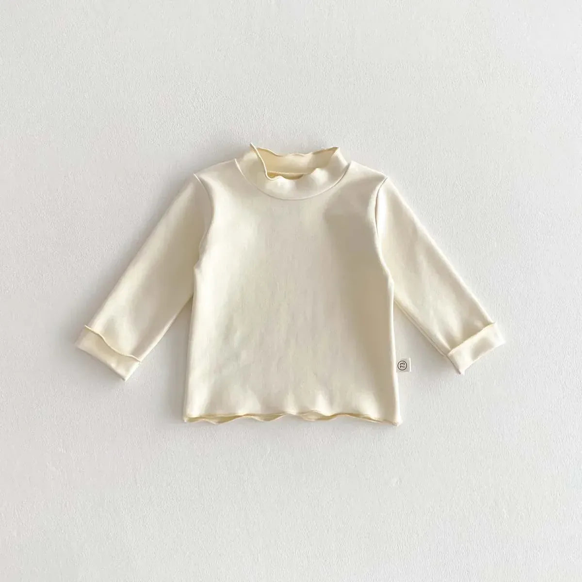 長袖Tシャツ Apricot / 73cm ベビートップス ハイネックフリル長袖シンプルTシャツ【mh0008521】