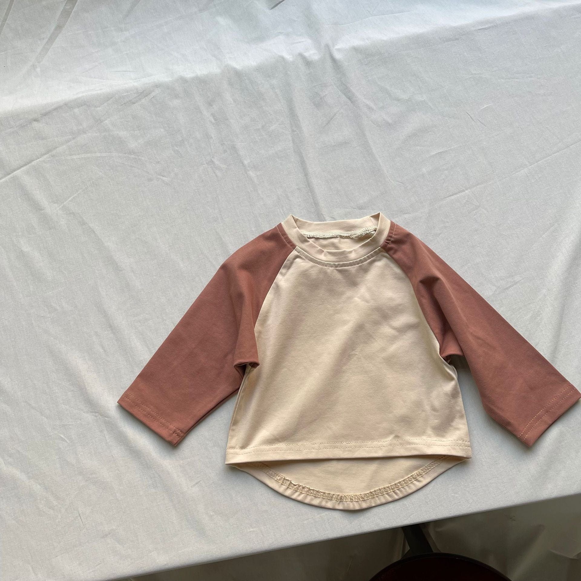 長袖Tシャツ Apricot / 73cm ベビートップス ラグランパッチワーク長袖Tシャツ【mh0009104】