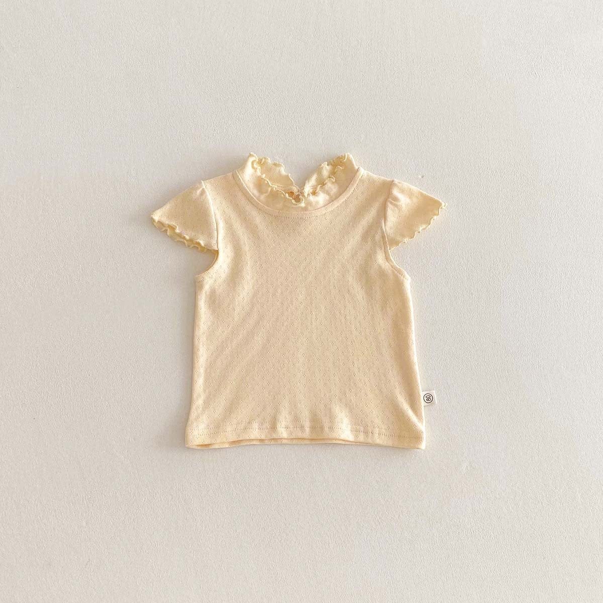 半袖Tシャツ Apricot / 80cm フリルスタンドカラー半袖Tシャツ【mh0010348】