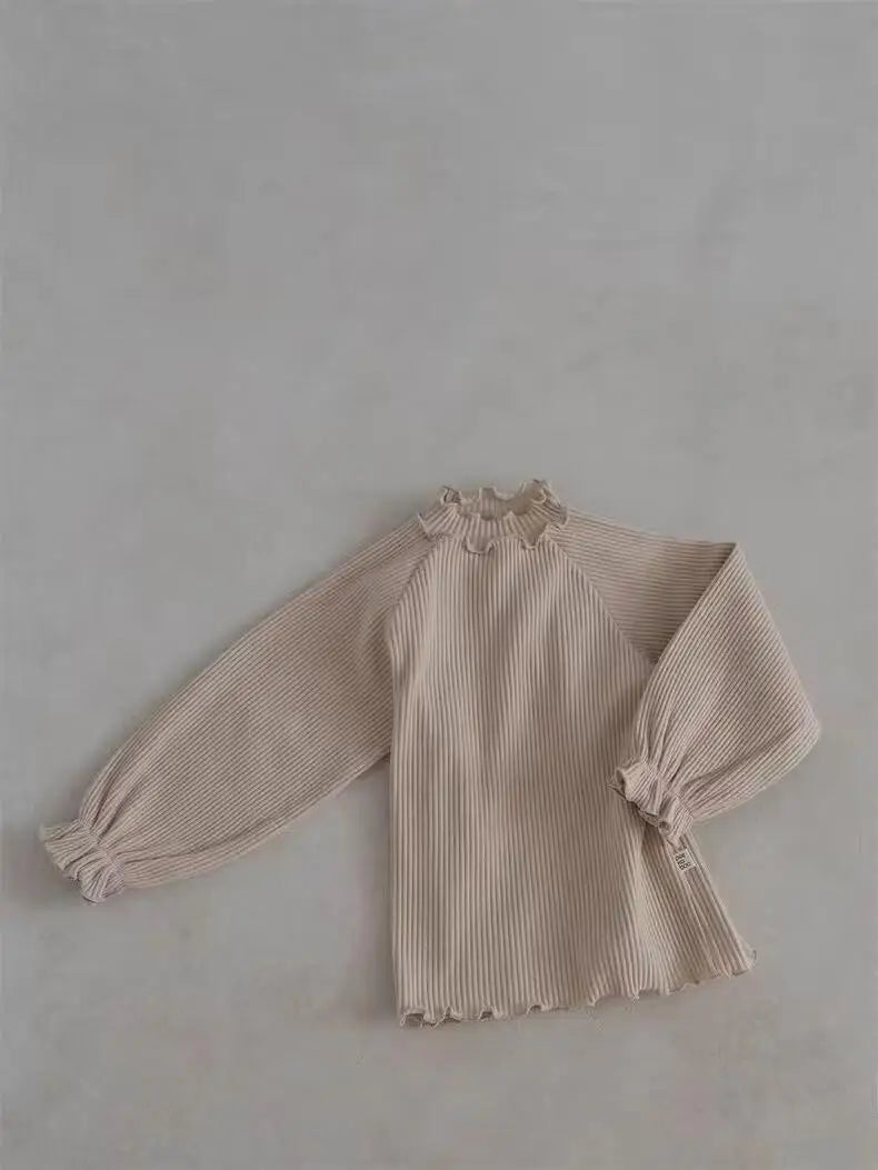 長袖Tシャツ apricot / 9M  73cm ベビートップス 長袖フリルハイネックTシャツ 3カラー