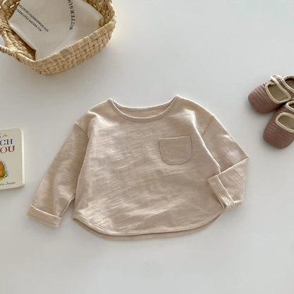 長袖Tシャツ Apricot / 9M  73CM ベビーキッズトップス 長袖Tシャツ シンプルベーシック 4カラー【mh0006376】