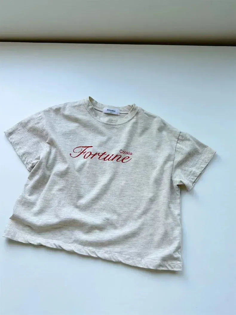 半袖Tシャツ Apricot Gray / 9M  73CM ベビートップス 半袖プリントTシャツ レターロゴプリント 2カラー【mh0005474】