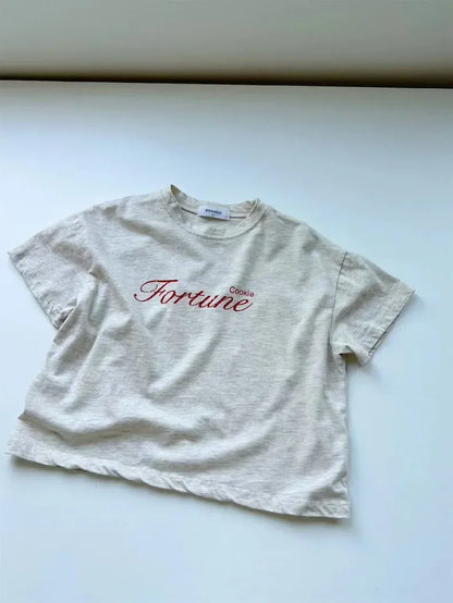 半袖Tシャツ Apricot Gray / 9M  73CM ベビートップス 半袖プリントTシャツ レターロゴプリント 2カラー【mh0005474】