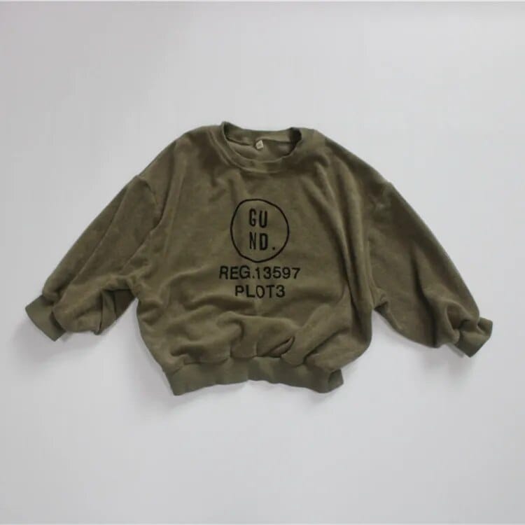 長袖Tシャツ army green / 80cm キッズ レターロゴ ルーズ スウェット トレーナー