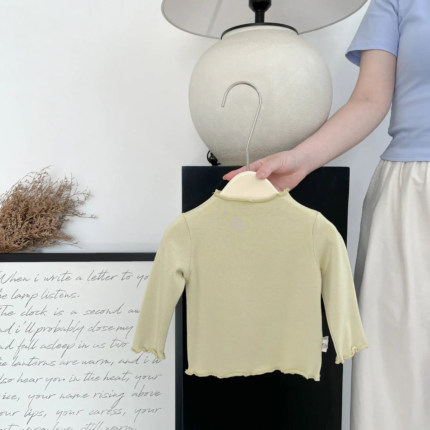 長袖Tシャツ Bean Green / 6M  66CM ベビートップス フリルハイネックシンプルベーシック長袖Tシャツ【mh0008703】