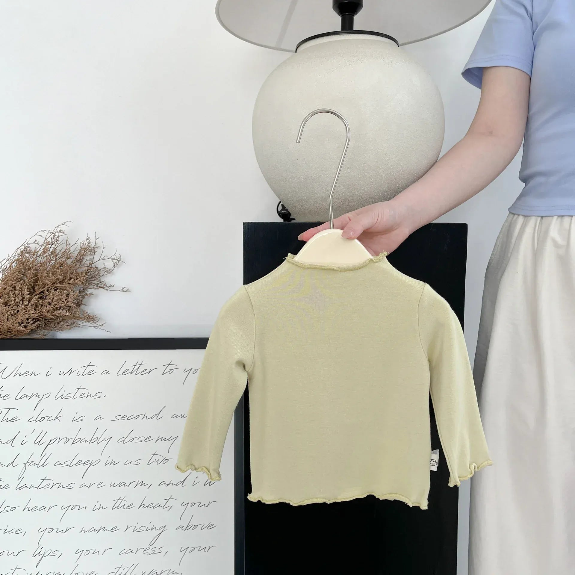 長袖Tシャツ Bean Green / 6M  66CM ベビートップス フリルハイネックシンプルベーシック長袖Tシャツ【mh0008703】