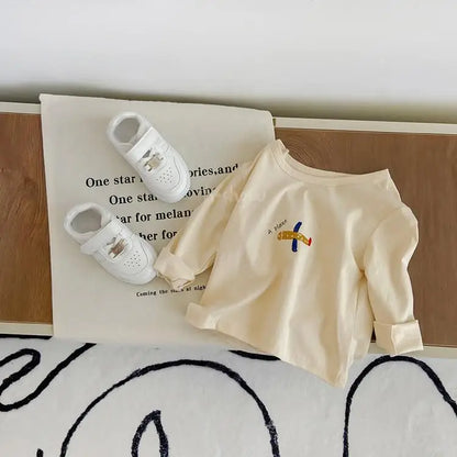 長袖Tシャツ Beige / 12M  80CM キッズトップス 長袖Tシャツ サーカス 車 飛行機 家 プリント 4カラー【mh0004624】