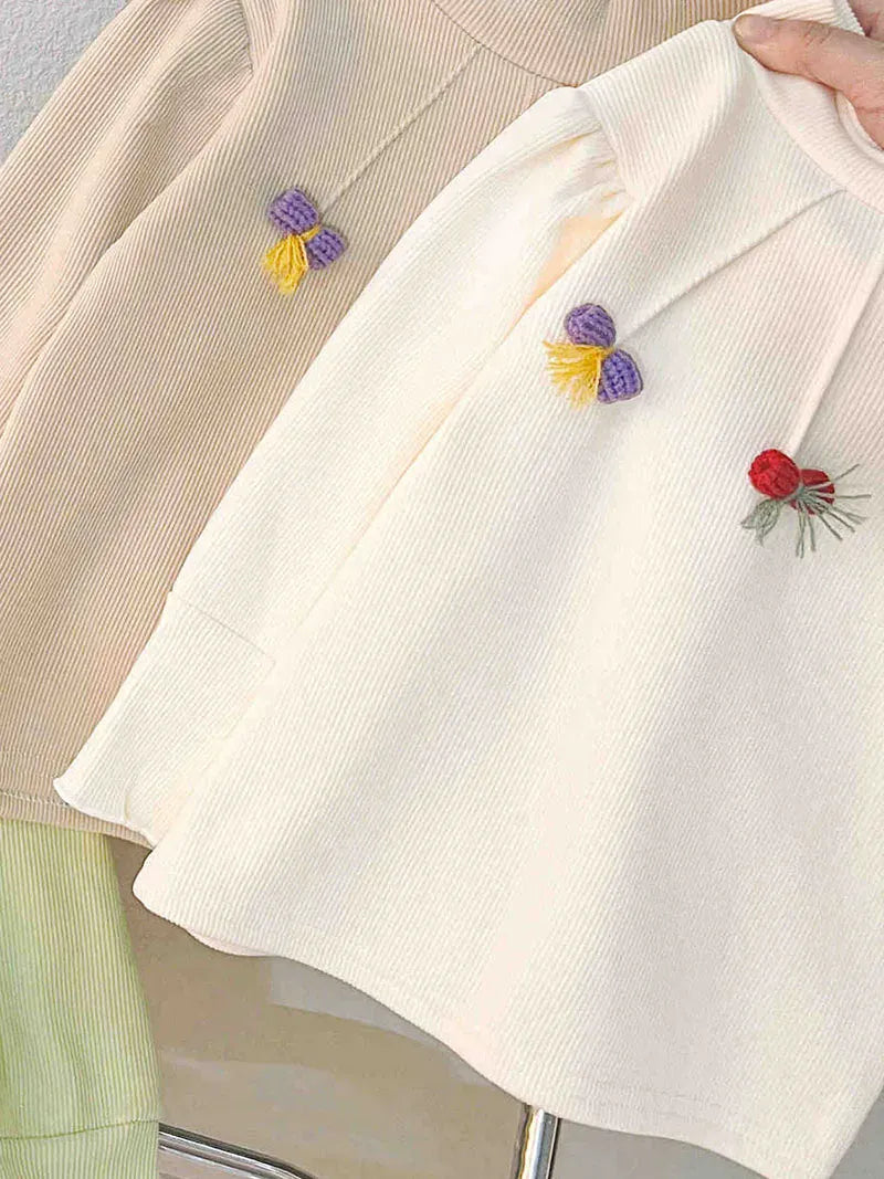 長袖Tシャツ Beige / 12M 80cm キッズトップス キャンディリボン裏フリースハイネック長袖Tシャツ【mh0007721】