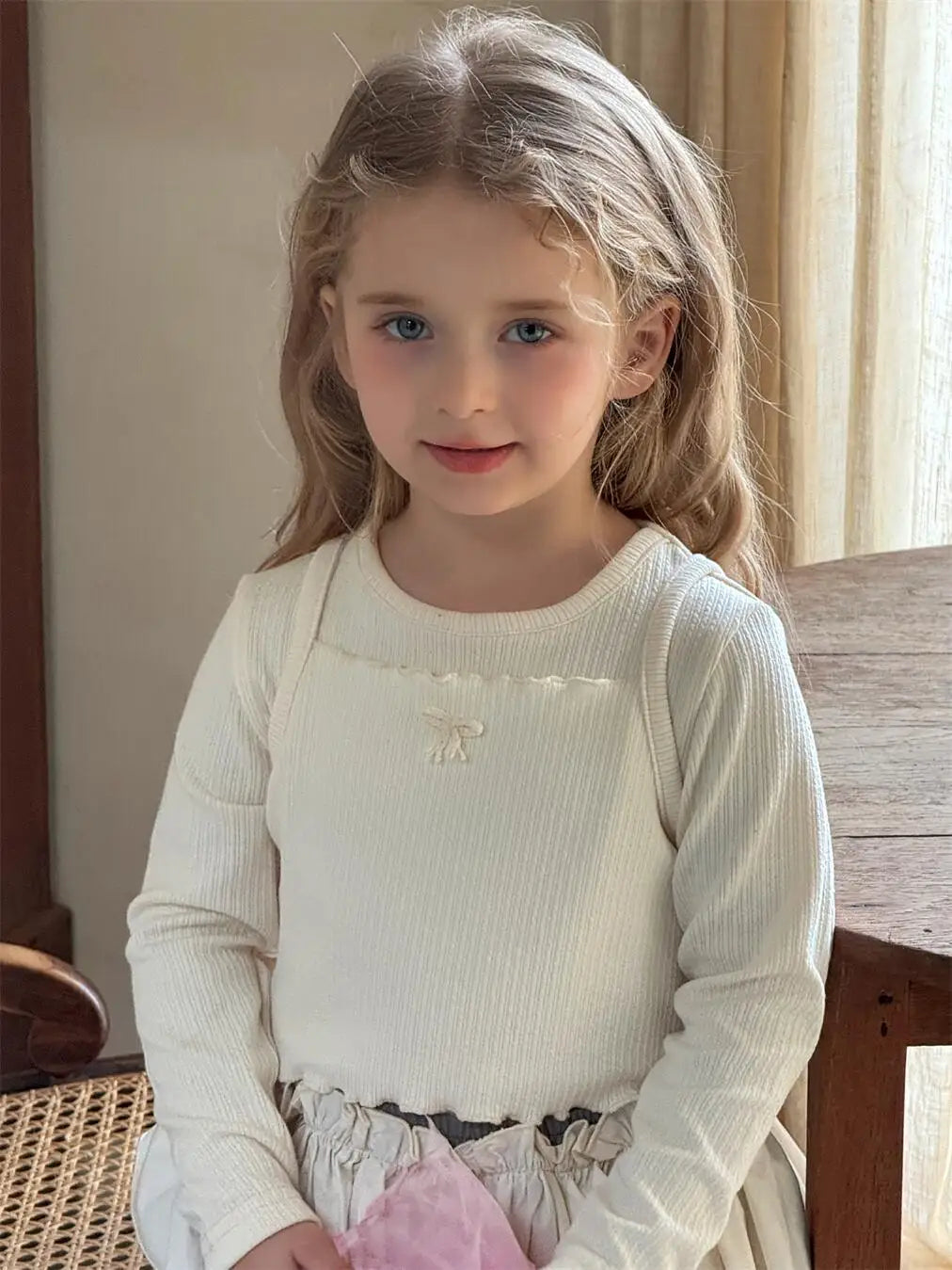 長袖Tシャツ Beige / 2T (90) キッズトップス2点セット 長袖リブTシャツ+キャミソールトップス【mh0008894】