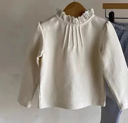 長袖Tシャツ Beige / 66cm ベビートップス 長袖Tシャツ ピンタックレース 長袖ブラウス ベージュ/パープル/2カラー【mh0003914】