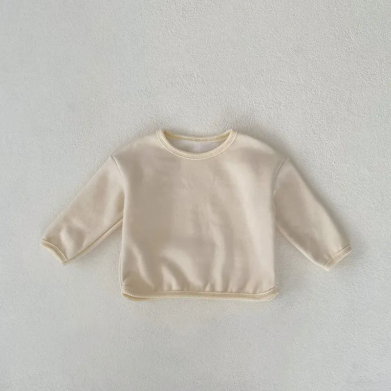 長袖Tシャツ beige / 66cm ベビートップス 裏フリース 長袖Tシャツ シンプルベーシック 3カラー
