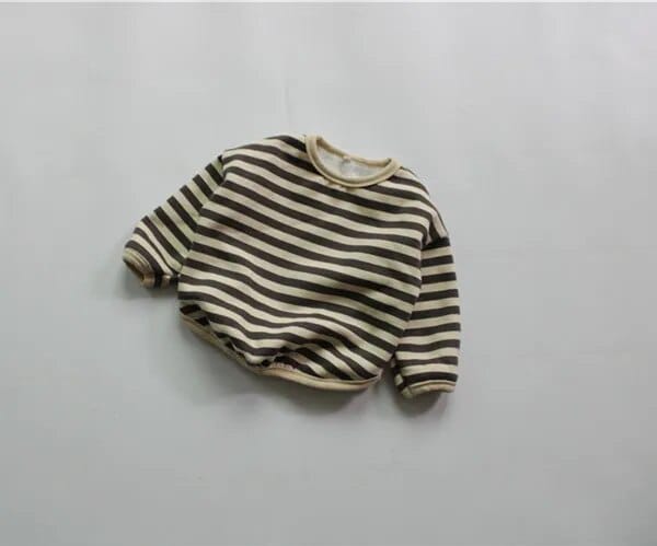 長袖Tシャツ Beige / 80cm キッズスウェットシャツ ボーダー 裏起毛 スウェットトップス オレンジ ベージュ 2カラー ボーイズ 男の子 子供服