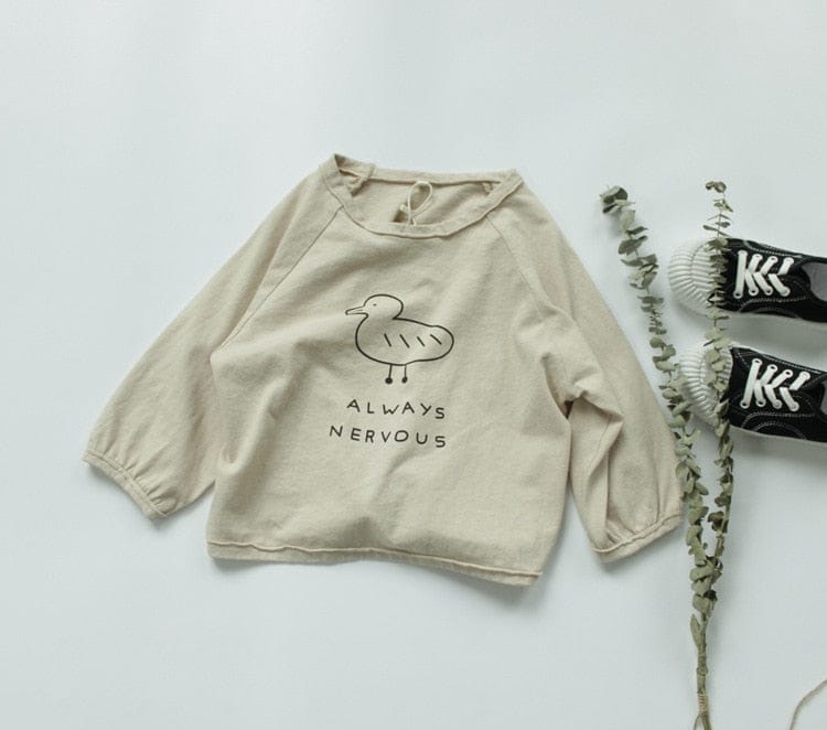 長袖Tシャツ Beige / 80cm キッズ あひる コットンリネン トップス Tシャツ