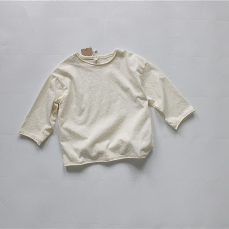 長袖Tシャツ beige / 80cm キッズ服 長袖 Tシャツ トップス シンプル ベーシック 無地 4色 男の子 女の子