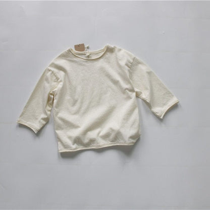 長袖Tシャツ beige / 80cm キッズ服 長袖 Tシャツ トップス シンプル ベーシック 無地 4色 男の子 女の子