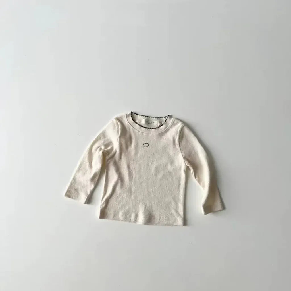 長袖Tシャツ beige apricot / 9M  73CM ベビーキッズトップス リボン/フラワー/ハートプリント長袖Tシャツ【mh0007735】