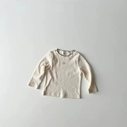 長袖Tシャツ beige apricot / 9M  73CM ベビーキッズトップス リボン/フラワー/ハートプリント長袖Tシャツ【mh0007735】