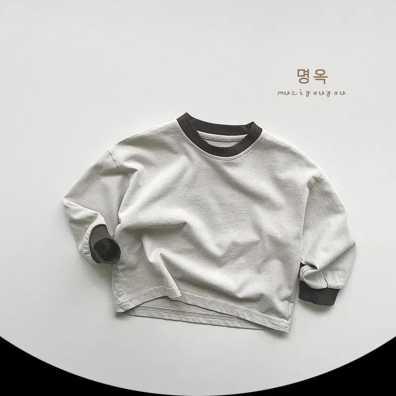 長袖Tシャツ Beige Grey / 80cm 9-12m / 取り寄せ（10〜35日） キッズトップス 長袖Tシャツ シンプルベーシック ベージュ/グレー/2カラー