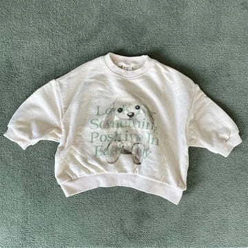 長袖Tシャツ Beige White / 9M  73CM ベビートップス ぬいぐるみプリント長袖スウェットシャツ【mh0008787】